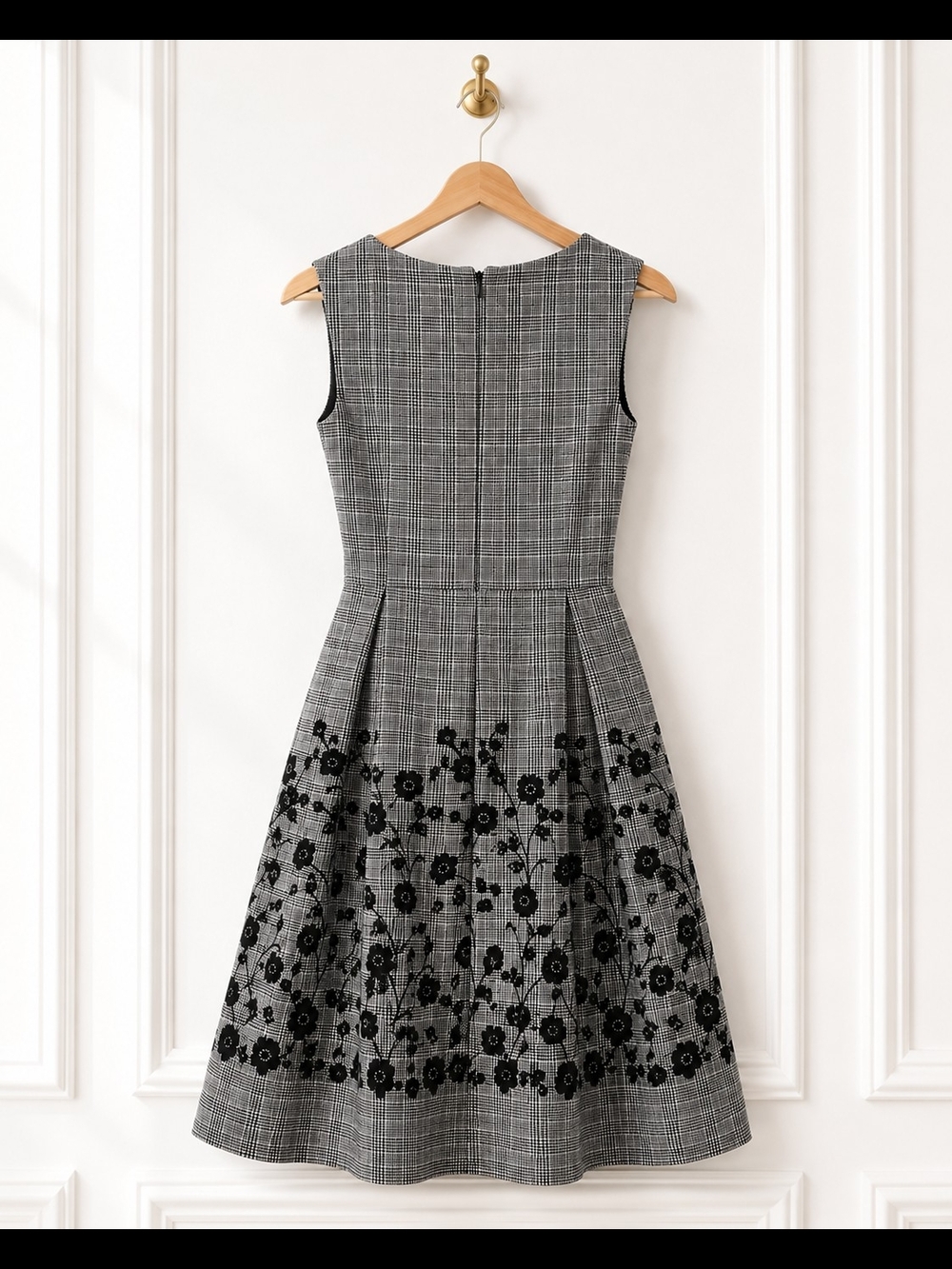 Liz Claiborne Plaid Embroidered Floral Fit & Flare Midi Dress Size 0 - Picture 6 of 10